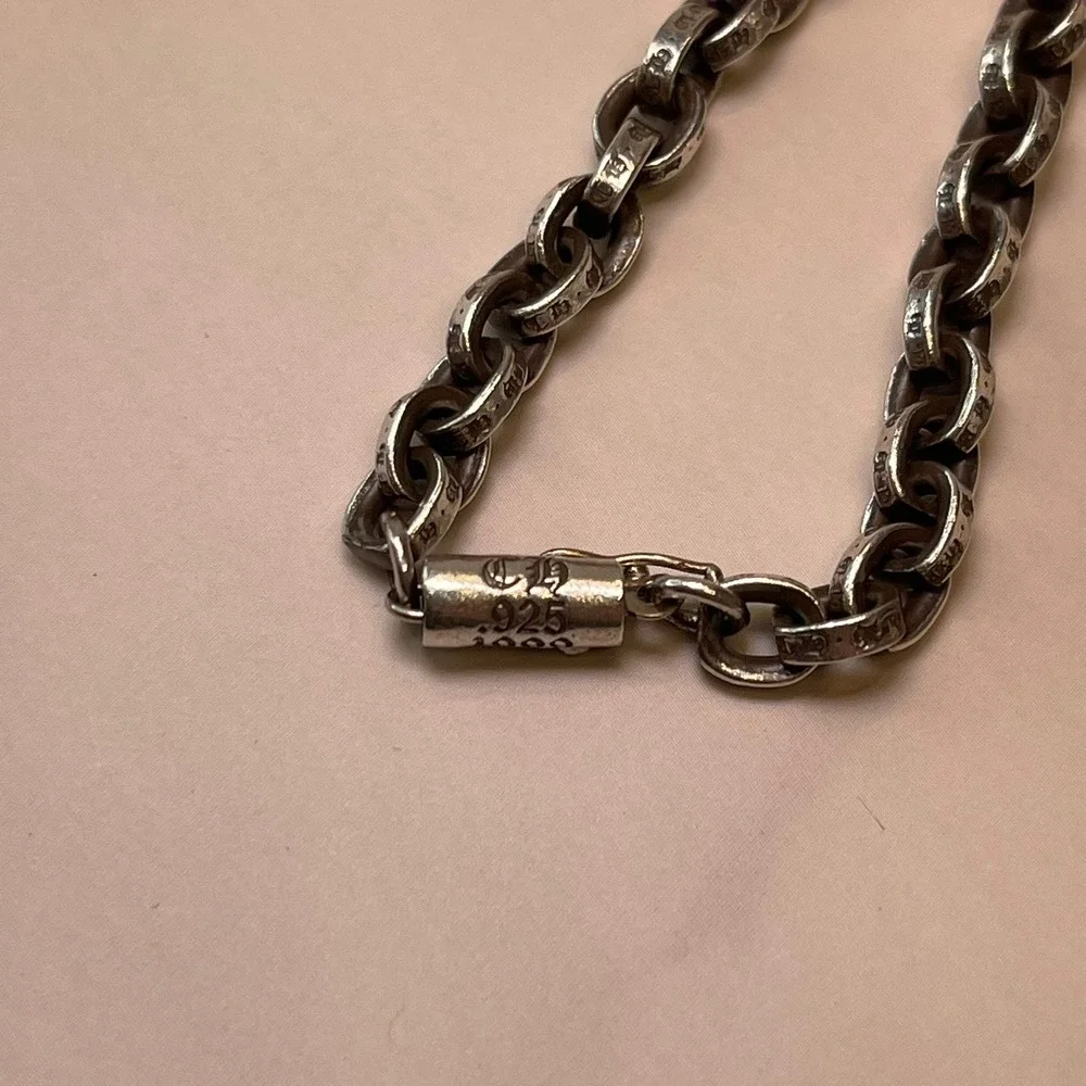 Chrome Hearts Vine Dagger Pendant and 24 Inch Paper Chain Necklace Sterling 925